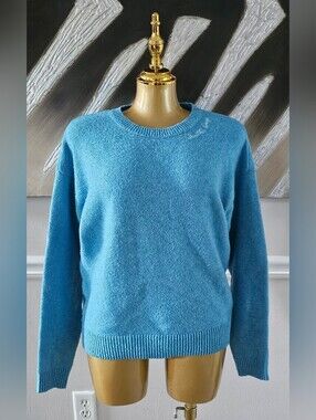 Crayola x Kohls Womens Medium Blue Be Kind Crewneck Sweater Embroidered